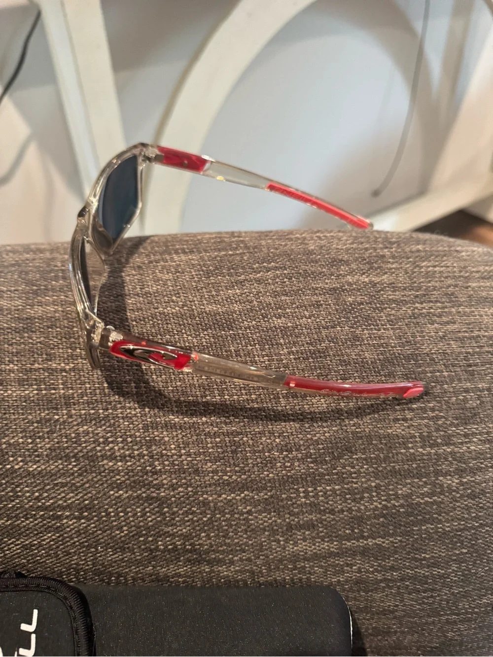 O'Neill Men's Clear Frame Sunglasses with Pink-Orange Mirrored Lenses